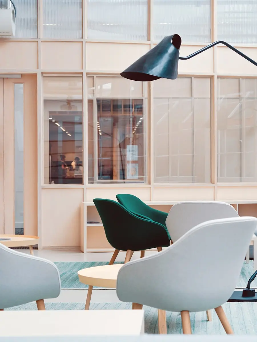 A calm, modern Spotto Finance meeting room with warm light and a city outlook